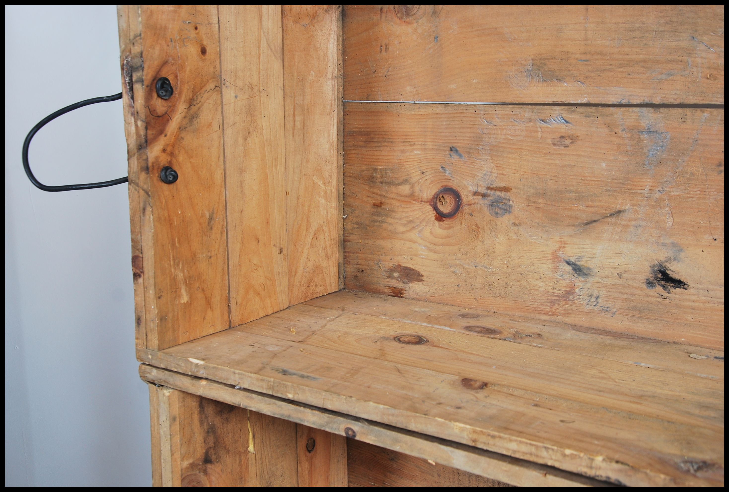 A stack of 4 vintage large wooden Industrial size crates. Panel seats and slatted bases with - Image 4 of 5