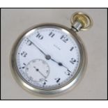 Rolex WWII Military issue nickel cased lever pocket watch, signed white dial with Arabic numerals