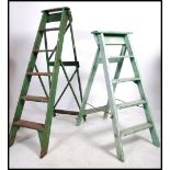 A vintage 20th century painted lattice worked Industrial step ladder. Ideal as conversion to