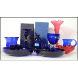 A collection of Blue and Bristol blue glass to inc