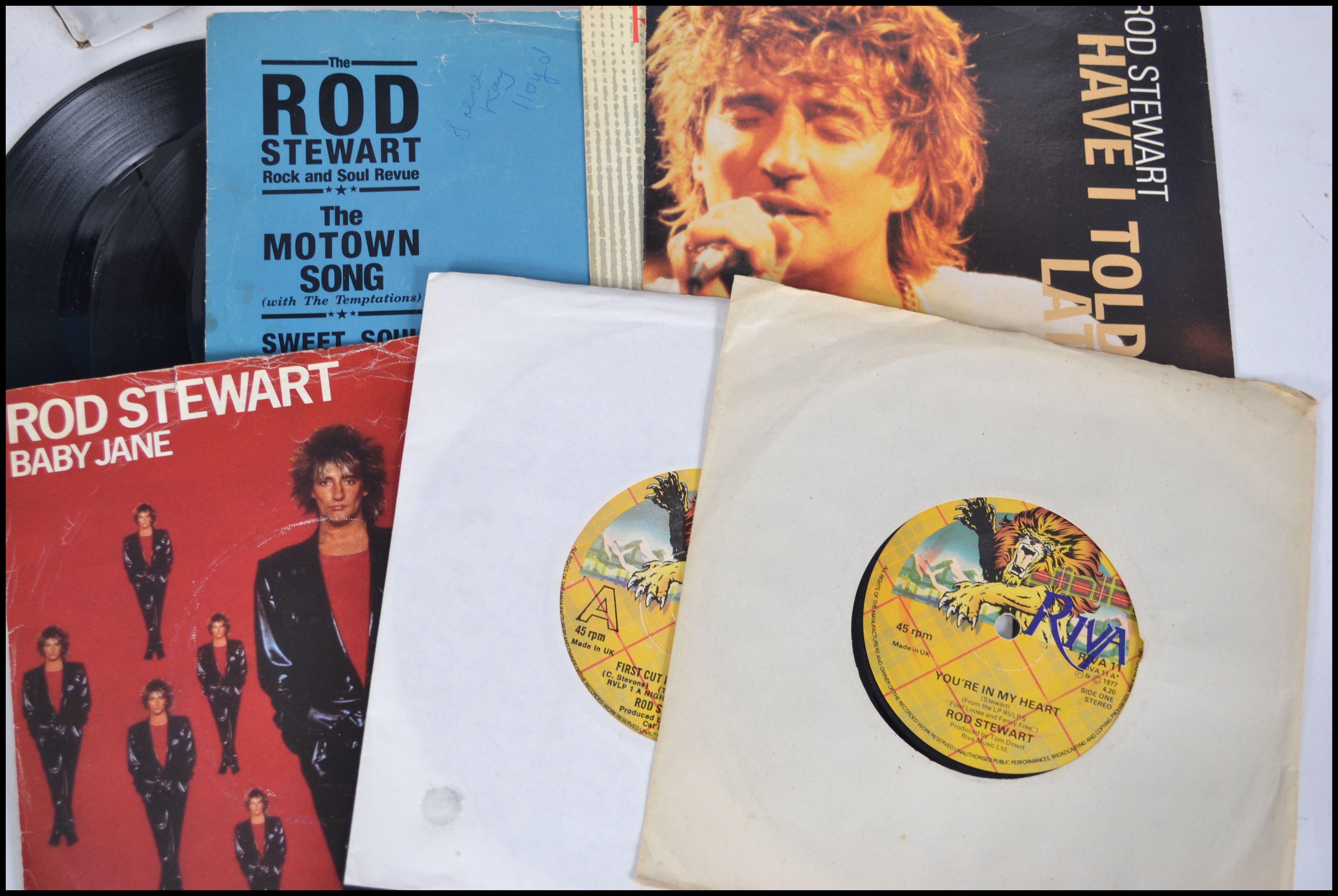A collection of 45rpm vinyl 7" singles dating to t