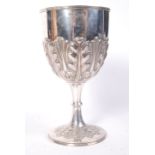 An impressive Edwardian hallmarked silver large chalice by Daniel and Arter silversmiths  having a