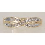 A hallmarked 9ct gold and diamond kiss crossover r