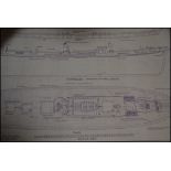 A group of three maritime interest original ship design arrangement drawings from Derry's Shipyard