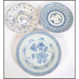 Three pieces of 19th century blue and white porcel