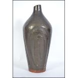 A large 20th century studio pottery vase of bulbou