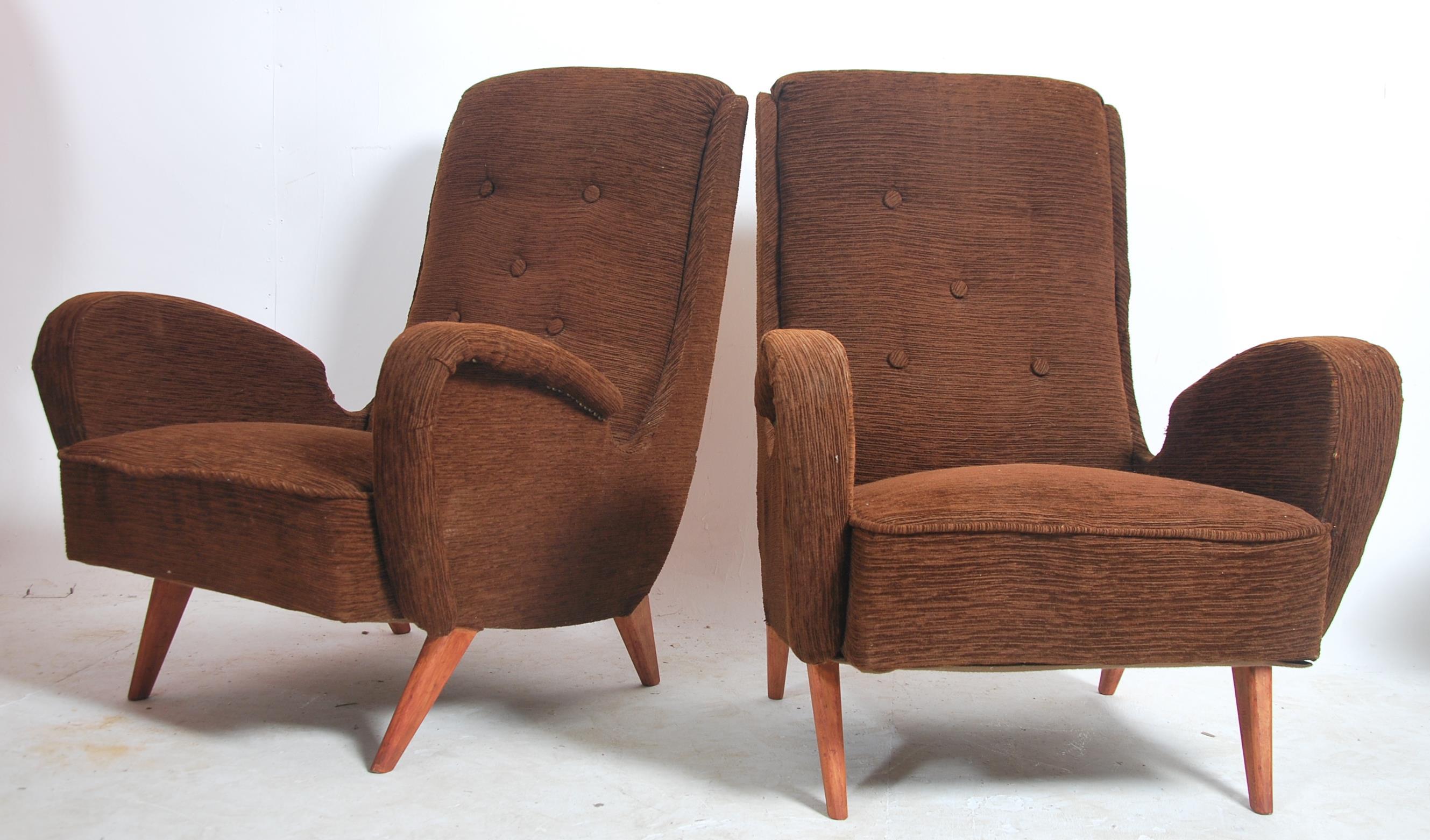 A pair of mid century Italian retro armchairs in the manner of Marco Zanuso 14 May 1916 – 11 July