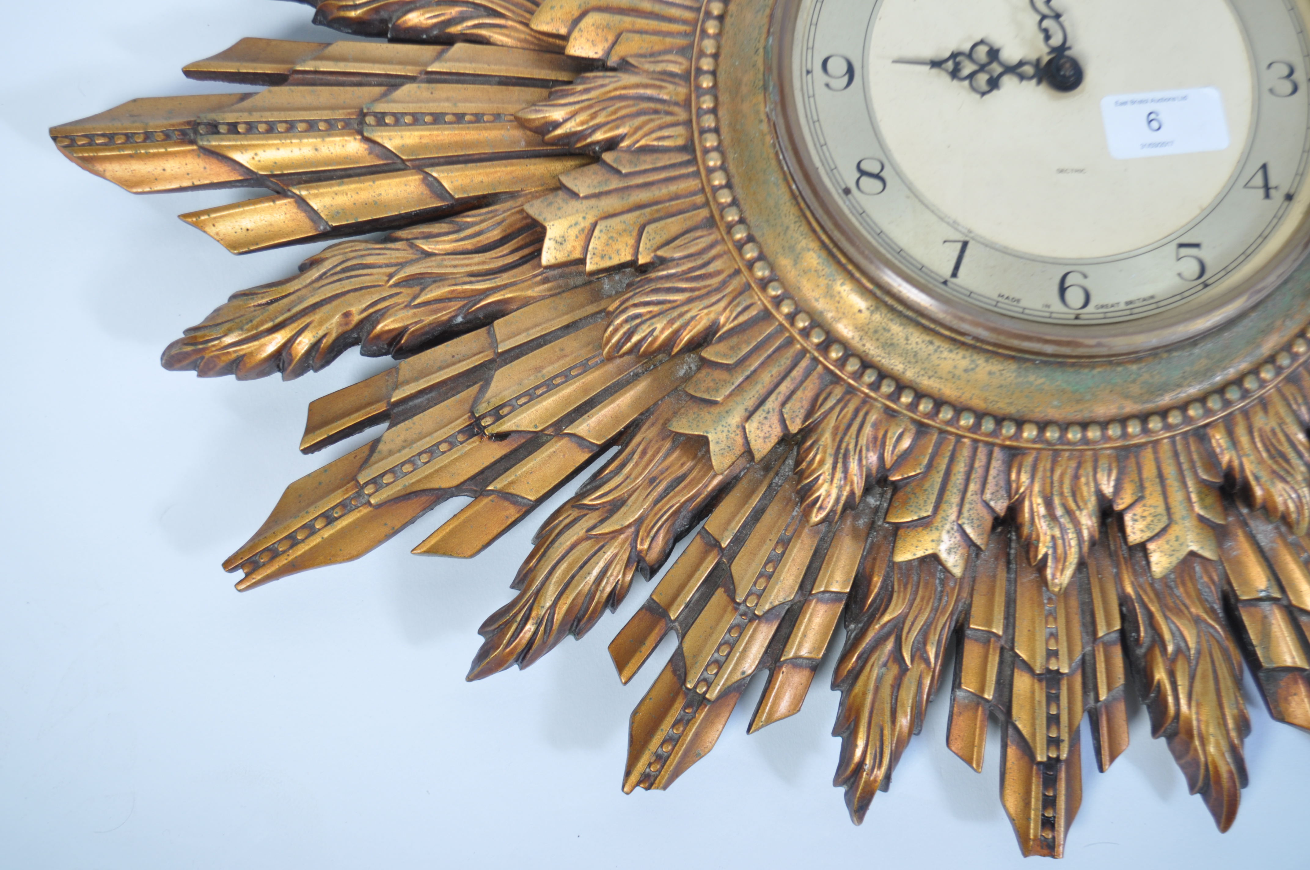 An early 20th century Smiths Electric sunburst wall clock having original electric movement with all - Image 2 of 5