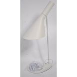 After Arne Jacobsen for Louis Poulsen 1960's, A retro white AJ desk lamp. Comprising of a tilting