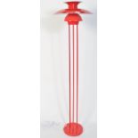 After Poul Henningson PH 5,A red lacquered standard lamp based on the designers PH range. A