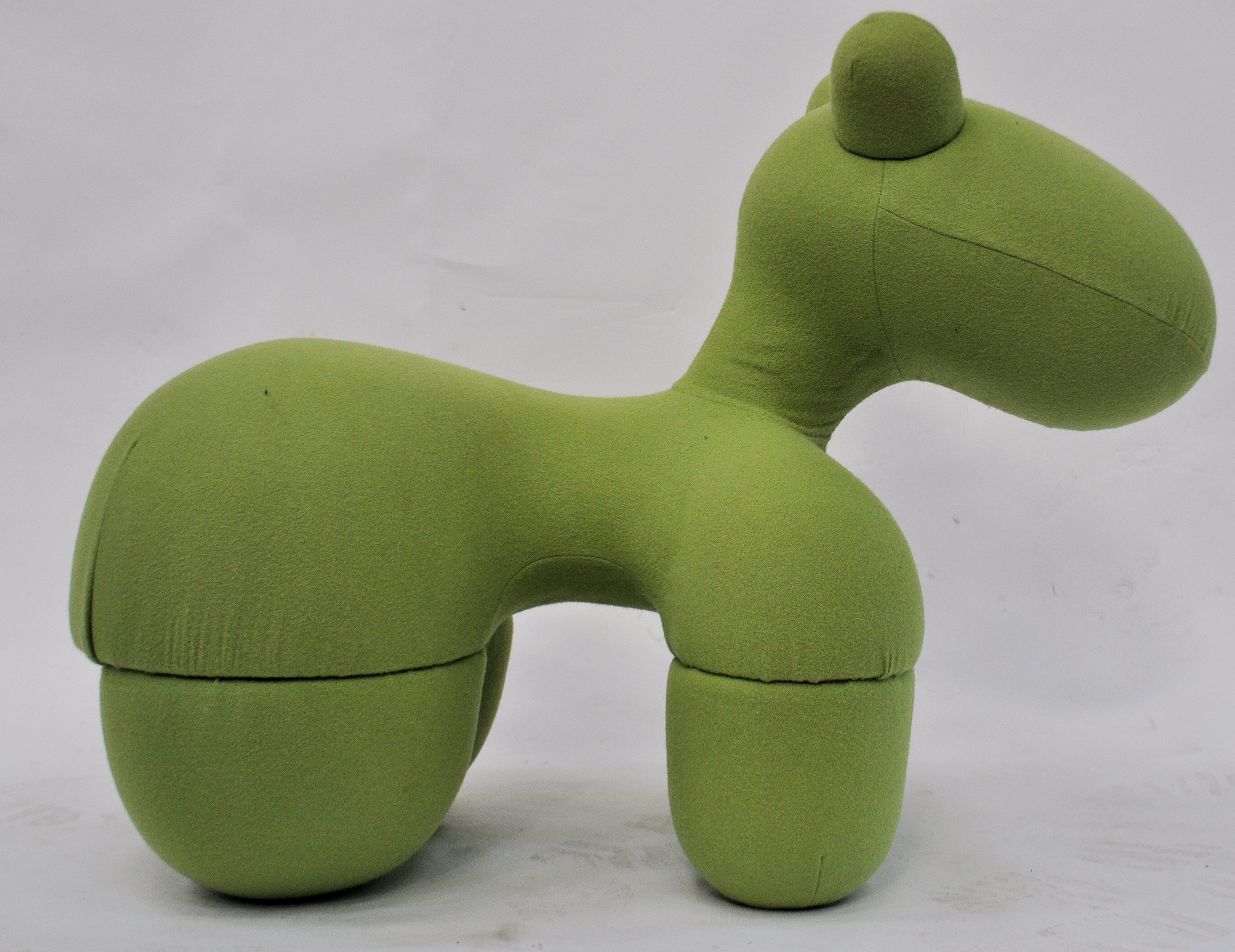 After Eero Aarnio, a 1970's pony chair stool - Giddy Up Pony being upholstered in a green fabric. - Image 5 of 5