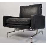 After Poul Kjaerholm for E Kold Christensen, Denmark. A stunning rare shaped PK31 black leather