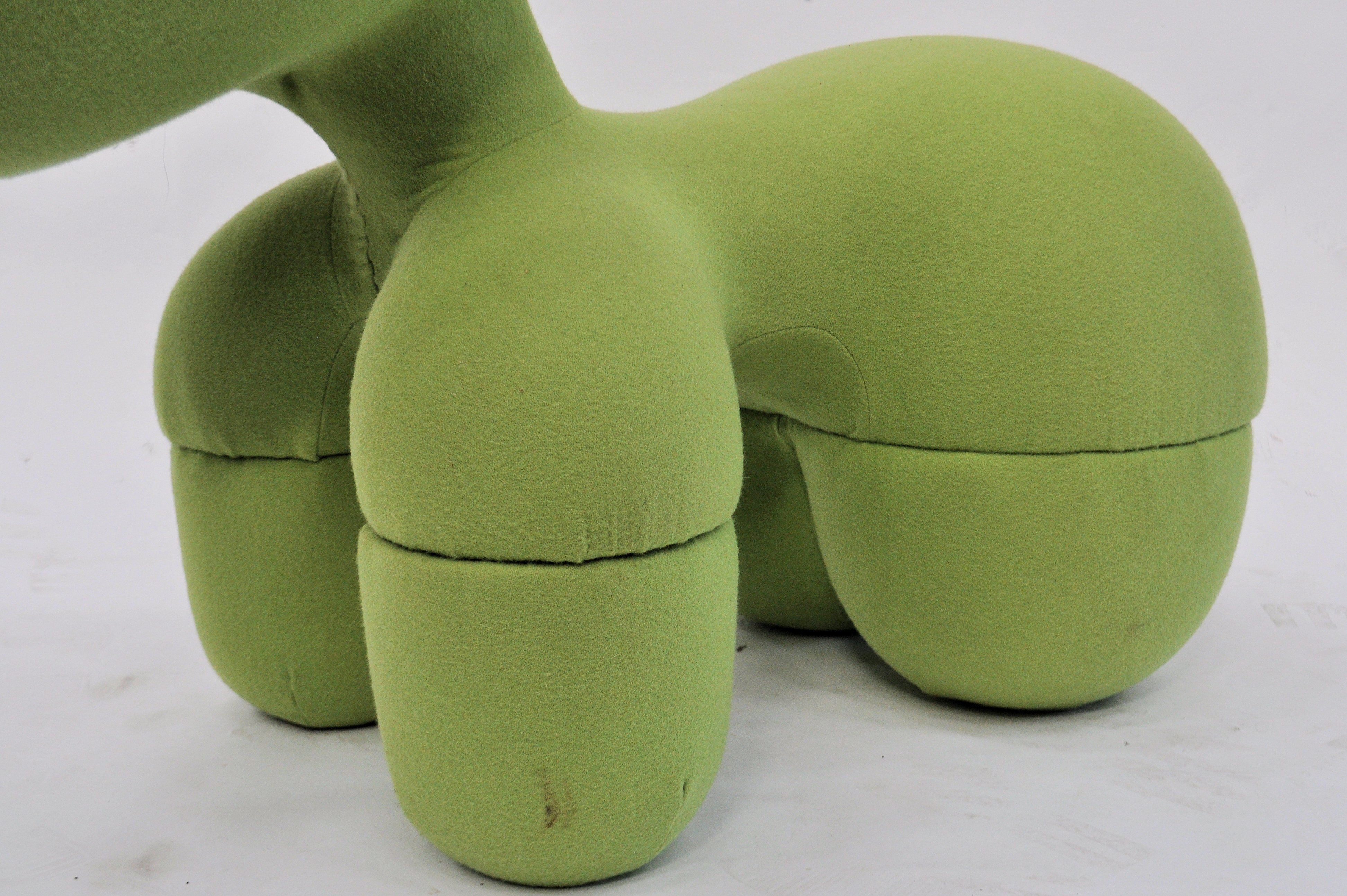 After Eero Aarnio, a 1970's pony chair stool - Giddy Up Pony being upholstered in a green fabric. - Image 3 of 5