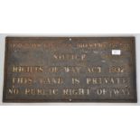 A rare early 20th century Industrial cast iron advertising / warning Sign for ' Hodgsons Kingston