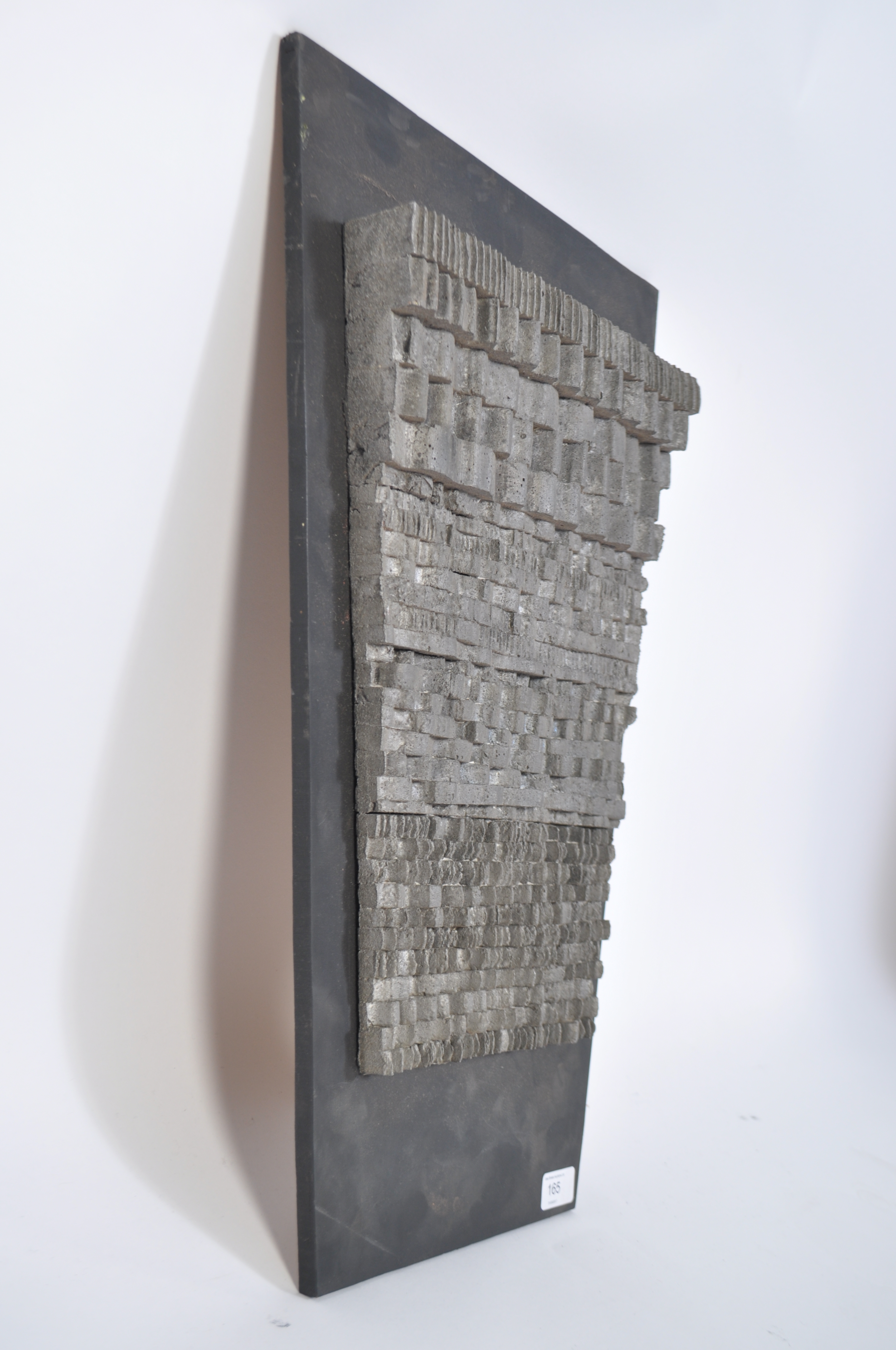 An unusual 20th century cast metal studio art sculpture of tapering form with ribbed design. - Image 3 of 7