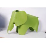 After Charles Eames, a retro style plastic formed elephant in the dark lime colour. Children's stool