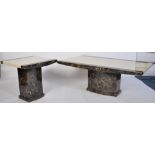 A contemporary marble coffee table and side table by Alfrank Designs Ltd. The marble tables, each