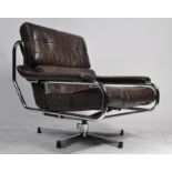 A stunning original 20th century / 1970's Pieff ' Alpha '  swivel armchair by Tim Bates. The large