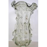 A mid 20th century large studio art glass vase of bark - knobbly form in the manner of Whitefriars