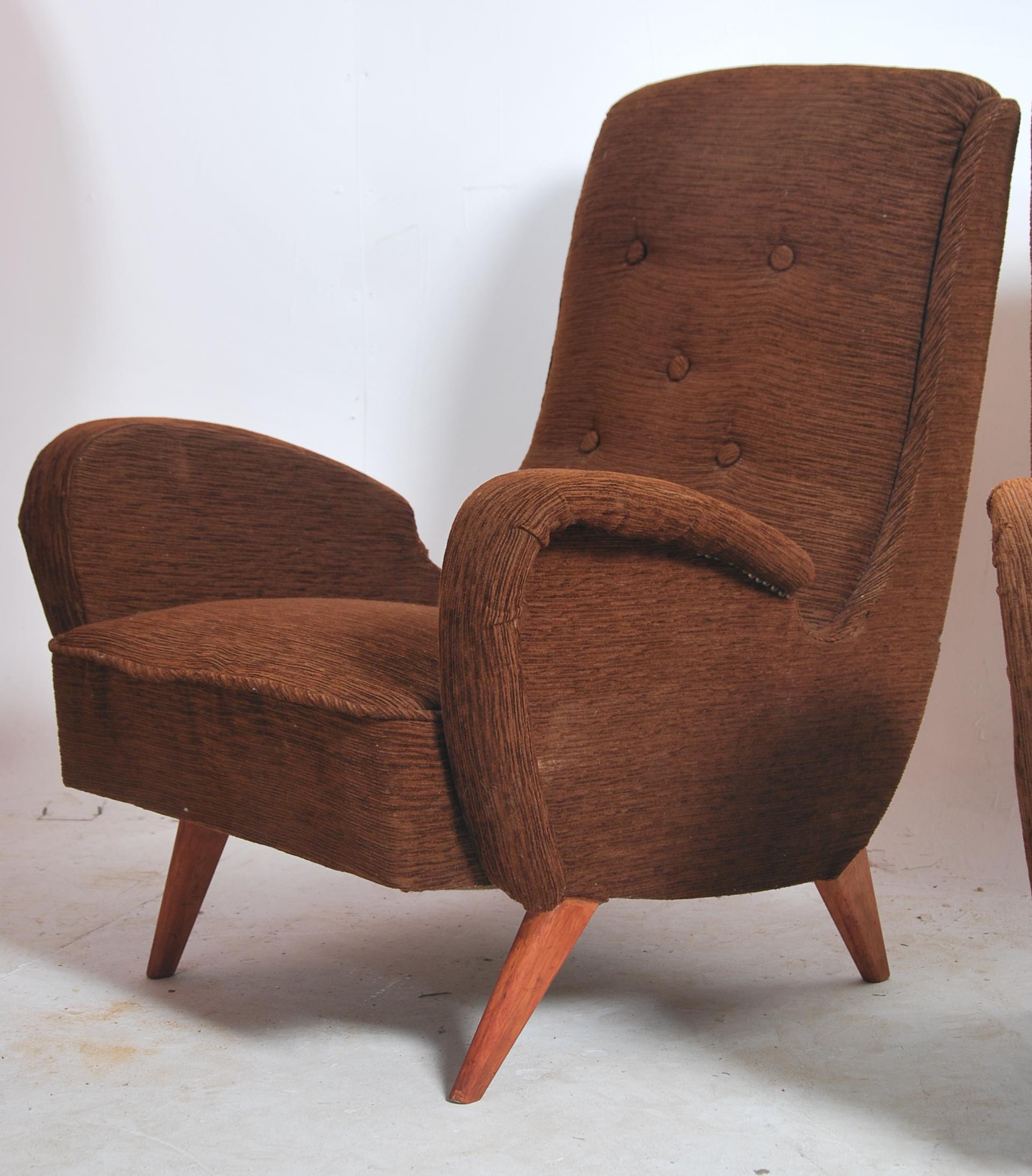 A pair of mid century Italian retro armchairs in the manner of Marco Zanuso 14 May 1916 – 11 July - Image 3 of 6