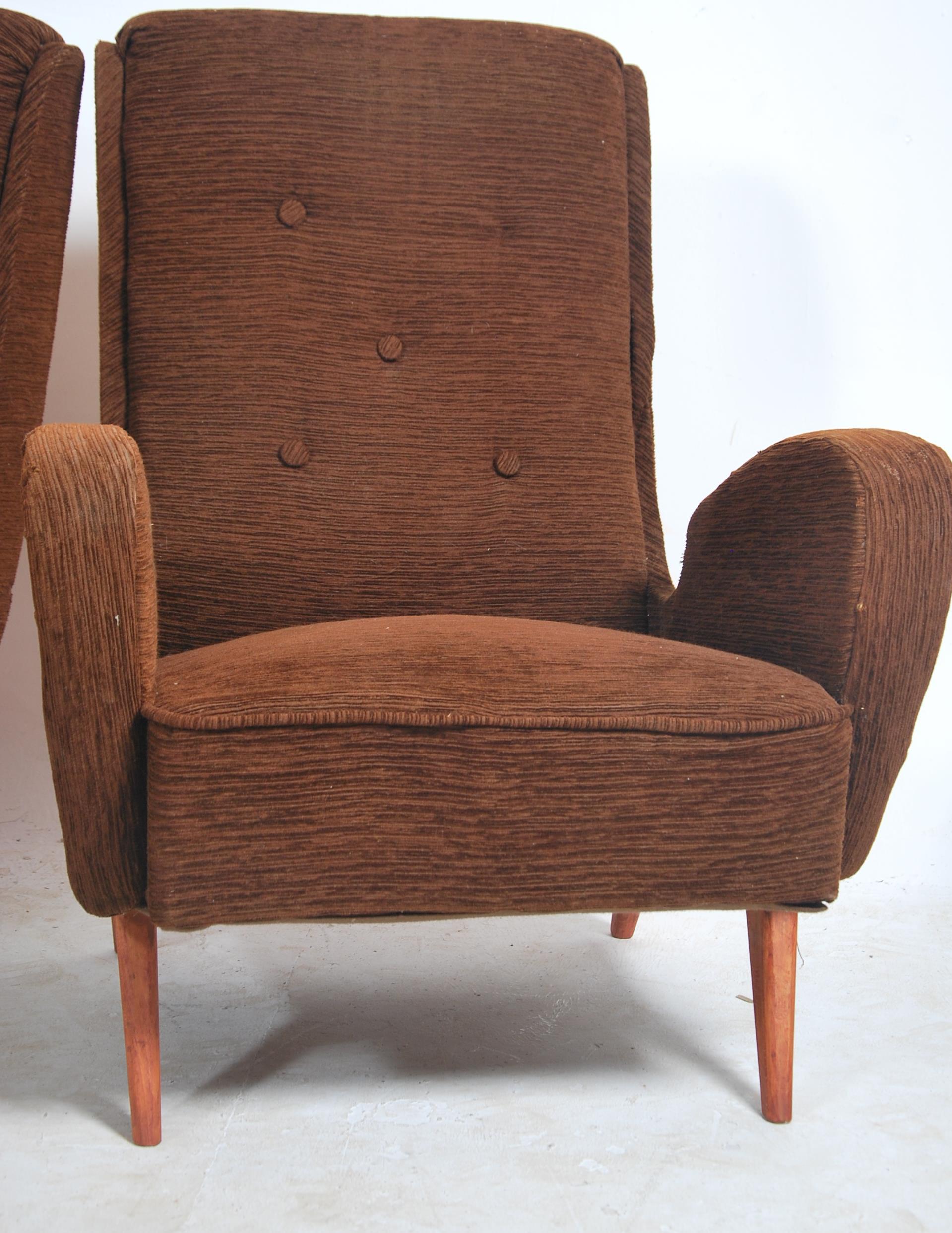 A pair of mid century Italian retro armchairs in the manner of Marco Zanuso 14 May 1916 – 11 July - Image 2 of 6