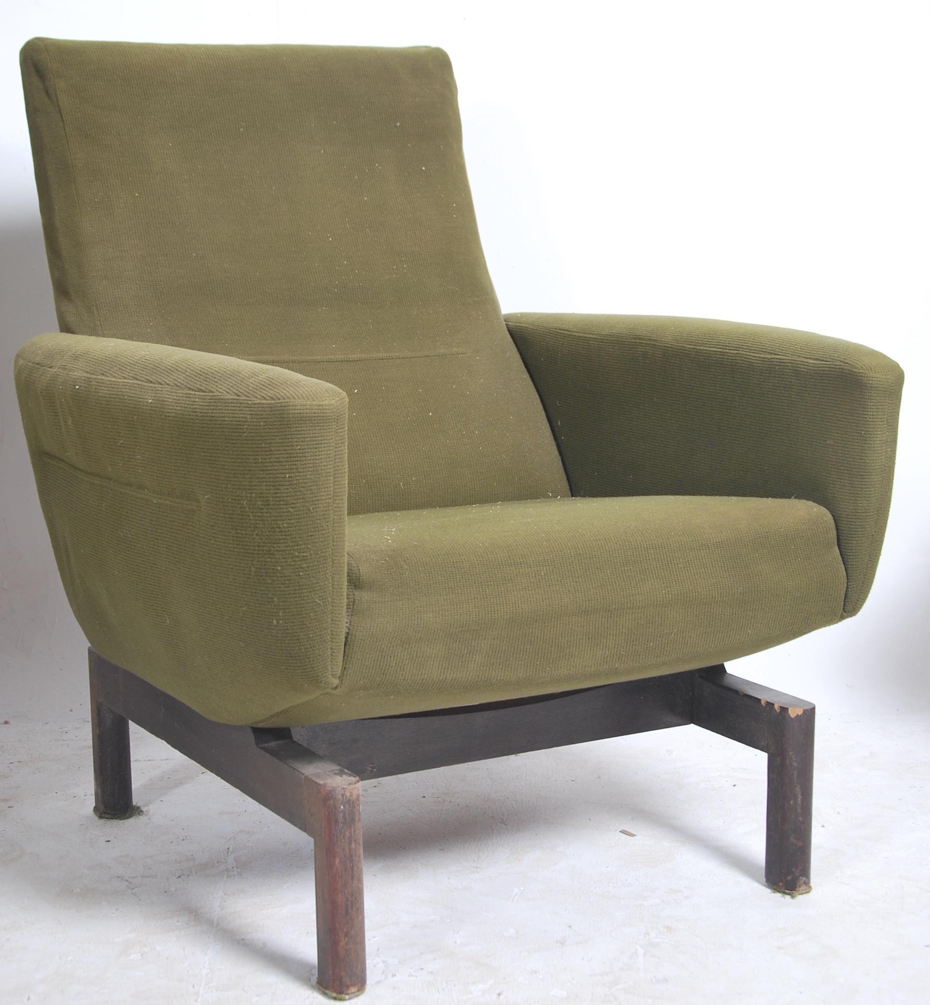 A stunning pair of mid century armchairs in the style of Pierre Guariche / Joseph Andre motte. The - Image 2 of 5
