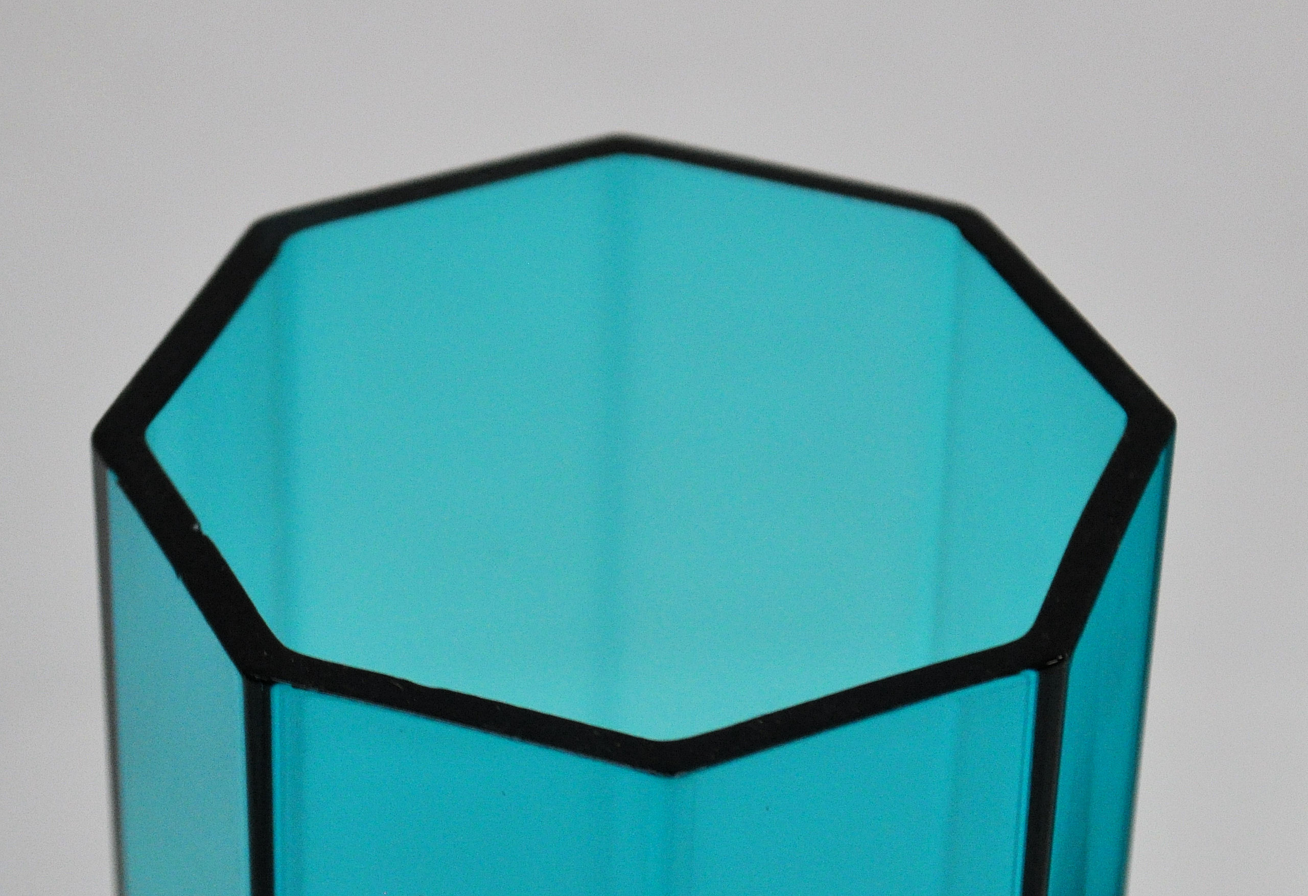 A pair of mid century Swedish- Scandi art glass vases of Octagonal tall form in blue glass with - Image 3 of 5