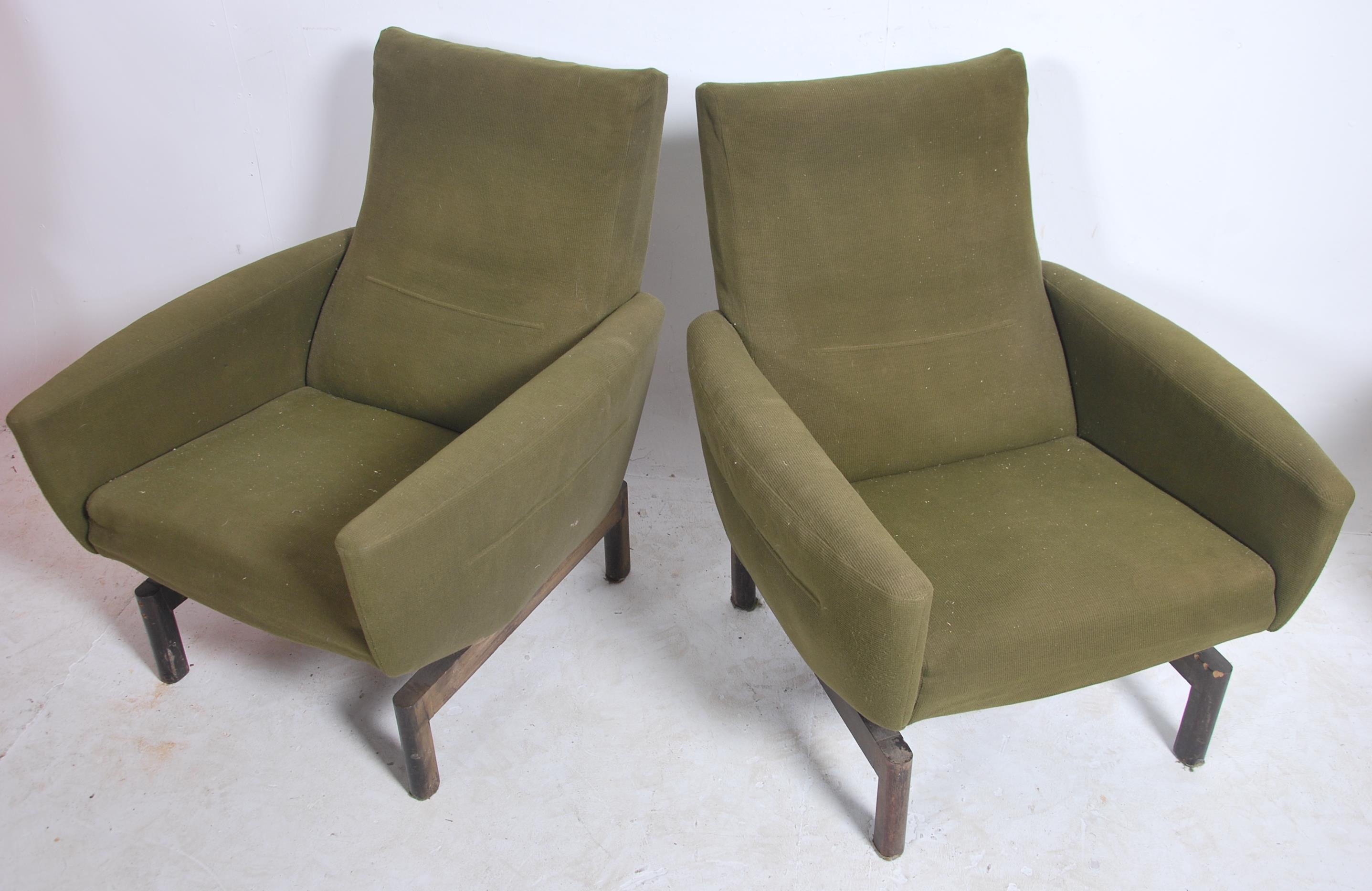 A stunning pair of mid century armchairs in the style of Pierre Guariche / Joseph Andre motte. The - Image 3 of 5