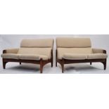 A 1960's mid century Danish teak modular ' twin ' sofa settee. Believed to be originally from