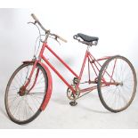 A rare mid century retro French adults tricycle - trike in red original paint with black leather