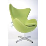 A fabulous childrens sized Arne Jacobsen for Fritz Hansen style green egg chair - armchair. The