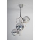 A 1970's 20th century retro eyeball ceiling light - spot light in white having ball spots on