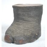 A late 19th century taxidermy elephants foot stool ( footstool ), with pine top. Measures 40cm