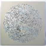 A 20th century absract stretched oil on canvas painting having spherical glitter ball design set