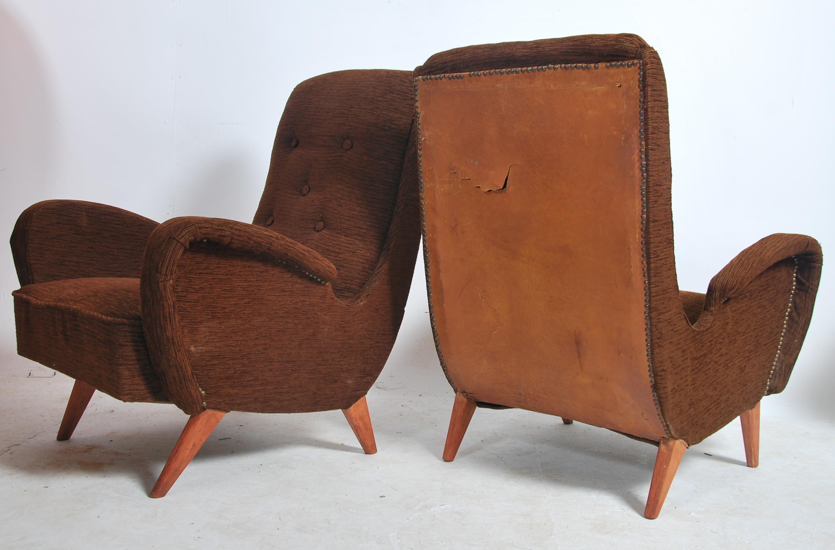 A pair of mid century Italian retro armchairs in the manner of Marco Zanuso 14 May 1916 – 11 July - Image 6 of 6