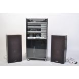 A retro 1970's / 1980's Hitachi T-44L cabinet hi-fi stereo system complete with the speakers.