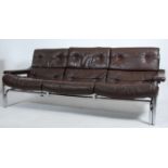 An original 20th century 1970's Pieff ' Alpha '  sofa by Tim Bates. The stunning large brown leather