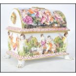 A large Capo Di Monte porcelain casket of large fo