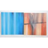 A pair of contemporary abstract oil on canvas pict