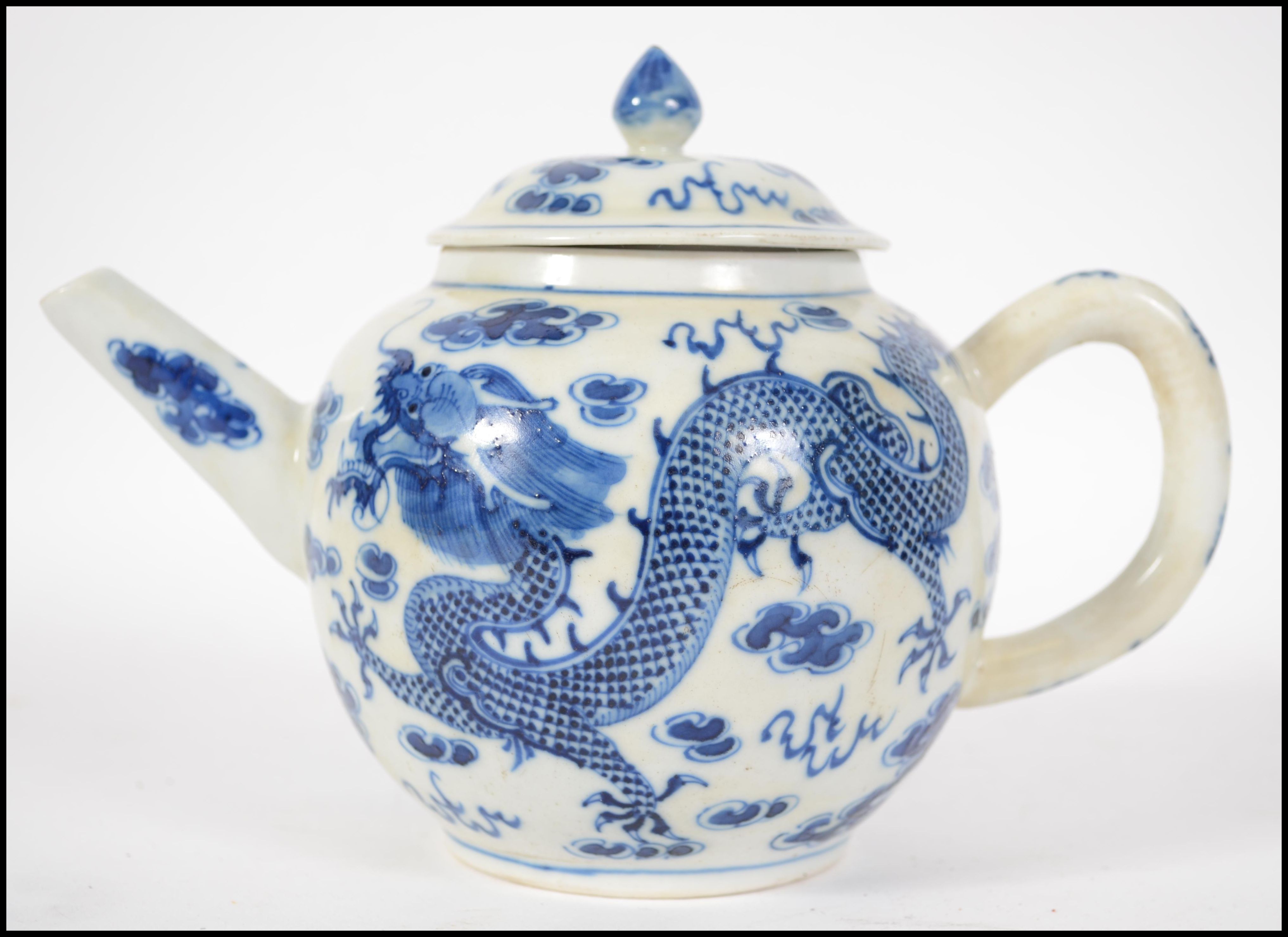 A late 19th Century Chinese blue and white teapot