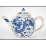 A late 19th Century Chinese blue and white teapot