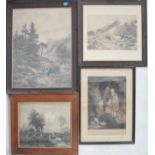 A collection of 19th century black and white litho