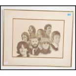 Chaplan, 1979. Pencil sketch print of The Beatles