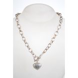 A sterling silver large rolo link necklace chain h