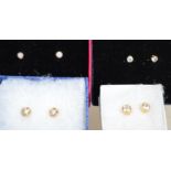 Four pairs of 9ct gold earrings three of which are