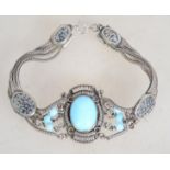 A vintage Turkish sterling silver filigree work br