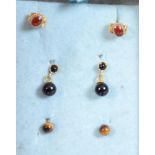 Three pairs of 9ct ladies earrings to include a pa