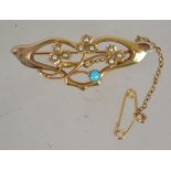 A 9ct gold vintage Art Nouveau ladies turquoise an