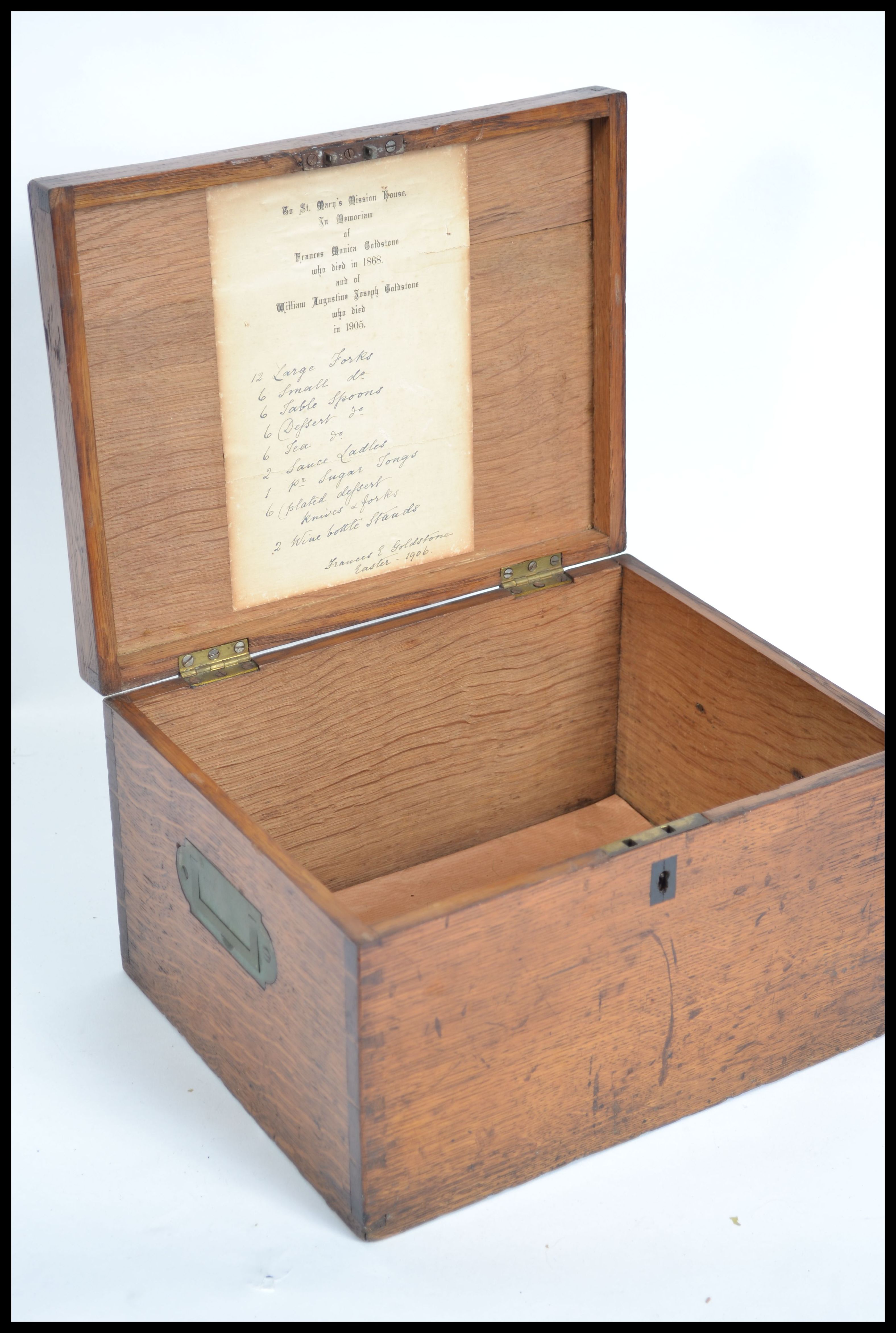 An Edwardian oak silver priests - christening box - Image 4 of 8