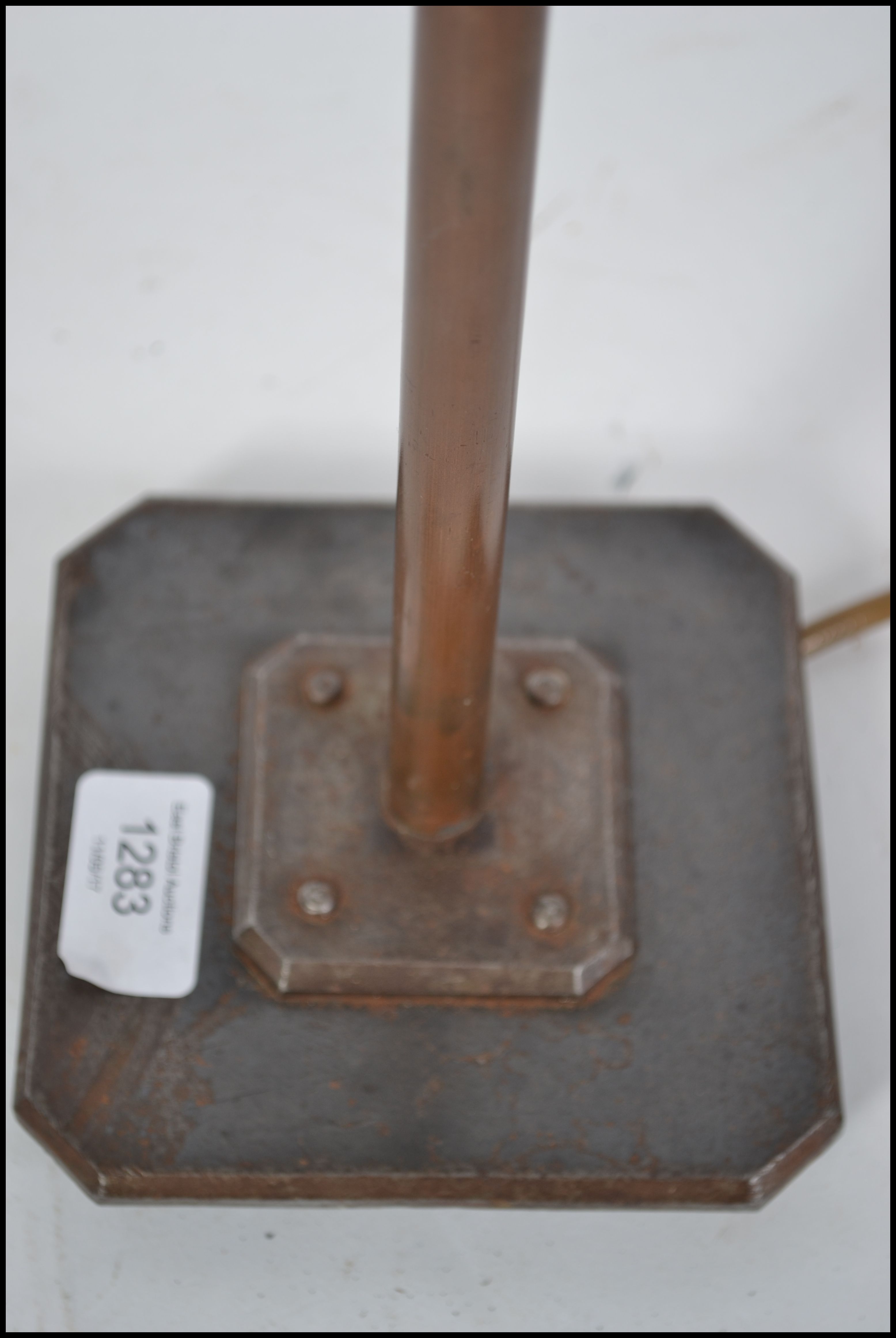 A 20th century Art Deco copper lamp on a two tier - Image 3 of 5